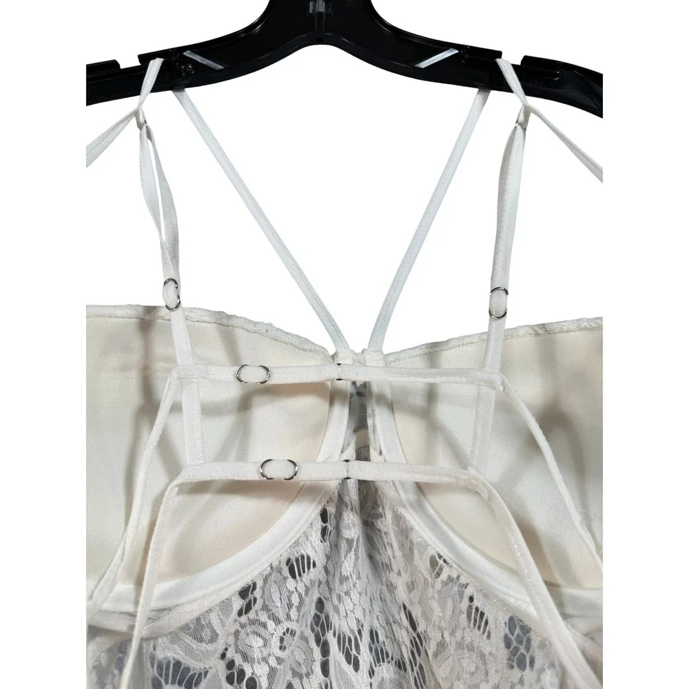 Cinema Etoile Seductivewear White Lace Babydoll Chemise Strappy Back XL‎ Sexy